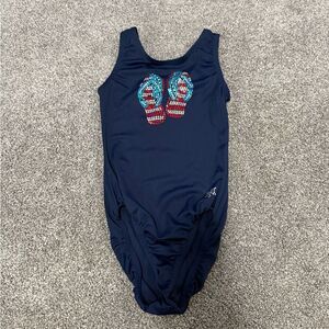 Snowflake Design Red White Blue Patriotic Sequin Leotard Sz CL